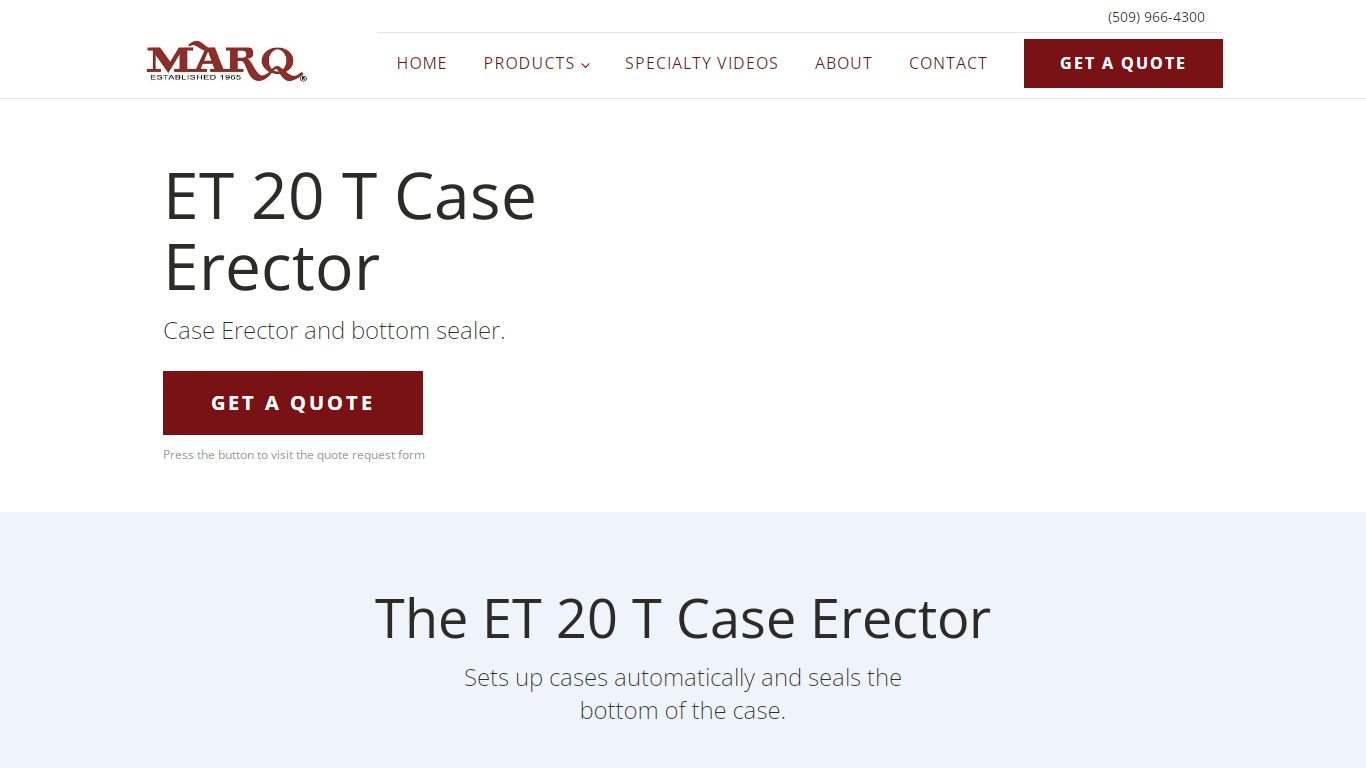 ET20 T Case Erector | MARQ Packaging Systems II LLC